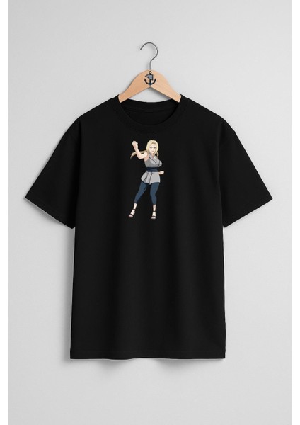 Oversize Tsunade Sakura Haruno Kakashi Hatake Göğüs Tasarımlı Unisex T-Shirt