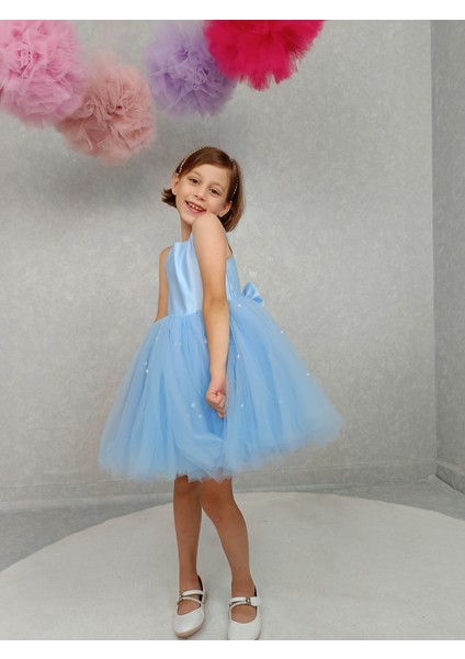 Kız Çocuk Abiye Elbise Ada, Bebe Mavi Etek Incili,tütü Elbise fiyatları