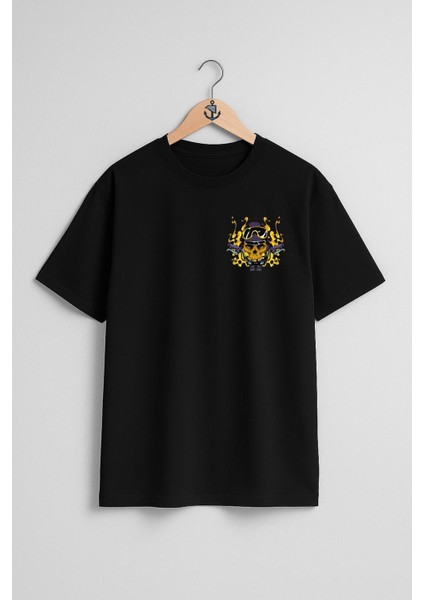 Oversize Kuru Kafa Rider Cep ve Sırt Tasarımlı Unisex T-Shirt