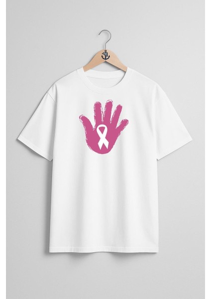 Oversize Breast Cancer Awareness Awareness Ribbon Göğüs Tasarımlı Unisex T-Shirt