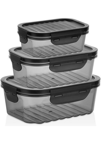 3'lü Vakumlu Sızdırmaz Saklama Kabı Seti, 500ML-1700ML, Gri Renk fiyatları