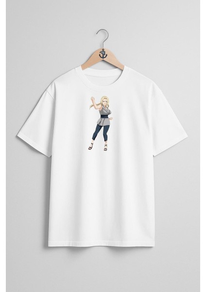 Oversize Tsunade Sakura Haruno Kakashi Hatake Göğüs Tasarımlı Unisex T-Shirt