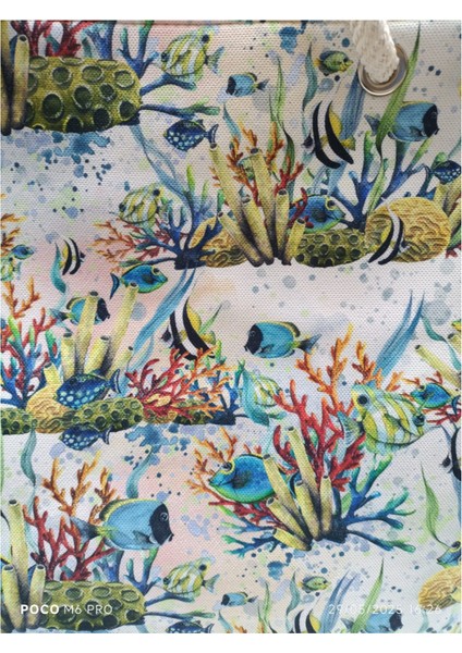 Kadın Plaj Çantası Fermuarlı Içi Astarlı Cepli Akvaryum Desenli Yumuşak Halat Saplı indirimleri