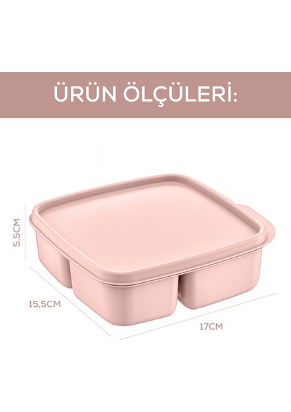 3'lü Set Bölmeli Kare Saklama Kabı Pembe fiyatları