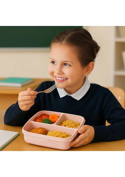 3'lü Set Bölmeli Kare Saklama Kabı Pembe modelleri