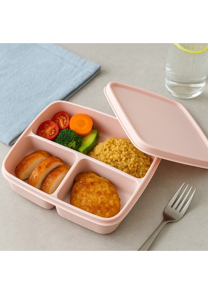 3'lü Set Bölmeli Kare Saklama Kabı Pembe indirimleri