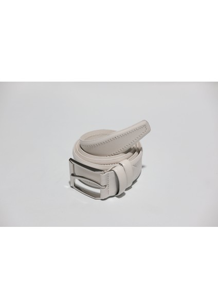 %100 Deri 3.5 cm Tbk 032 Beyaz Dikiş Detaylı