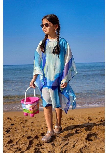 Kız Çocuk Pareo | Hafif Mavi Desenli Tek Parça – CP2501 modelleri