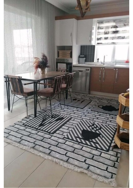 Mutfak Halısı – Kaymaz Dot Tabanlı, Yumuşak Dokulu, Yıkanabilir, Modern Tasarım (Taş Mutfak)