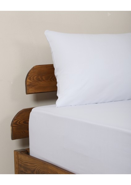 Fitted Pamuklu Kumaş Yatak Çarşaf ve Yastık Kılıf Takımı-Lastikli-Solmaya Dayanıklı-Beyaz fiyatları