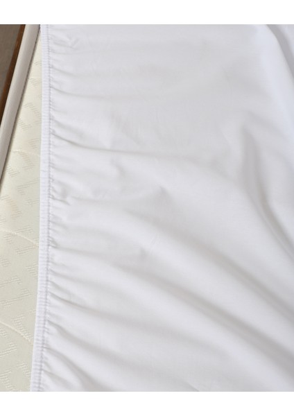 Fitted Pamuklu Kumaş Yatak Çarşaf ve Yastık Kılıf Takımı-Lastikli-Solmaya Dayanıklı-Beyaz indirimleri