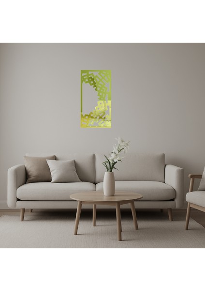 Ahşap Abstrakt Çiçek Desenli Dekoratif Duvar Altın Aynalı Tablosu - LORCE2172-1015