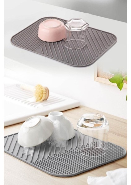 Pratik Silikon Bulaşık Kurutma Matı, Altlığı ve Kullanımı Kolay, Şık Tasarım