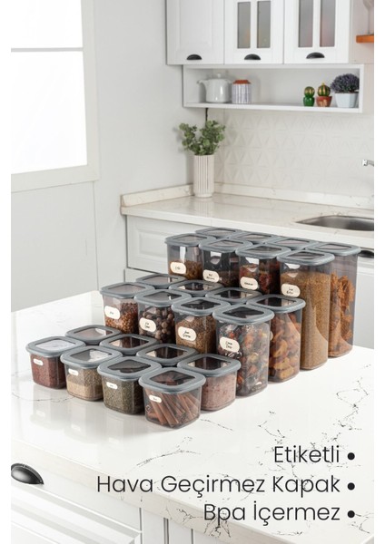 24'lü Çok Amaçlı Kare Saklama Kabı Seti, Çeşitli Boyutlarda, Antrasit Renkli fırsatları