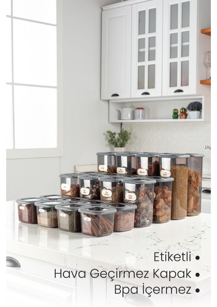 24'lü Çok Amaçlı Kare Saklama Kabı Seti, Çeşitli Boyutlarda, Antrasit Renkli indirimleri