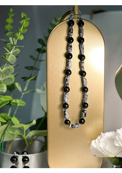 Karışık Siyah Taşlı Kolye modelleri