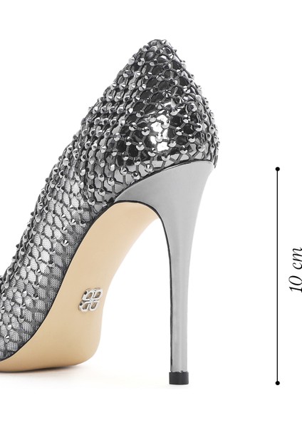 Kadın Gümüş Taşlı Yüksek Ince Topuklu Deri Stiletto 25AFD1206TS fırsatları