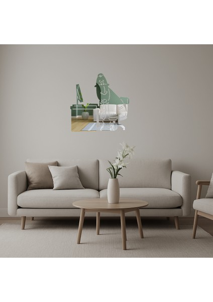 Modern Ofis Adamı ve Bilgisayar Tasarımlı Duvar Aynalı Tablosu - ALVN4552-3276