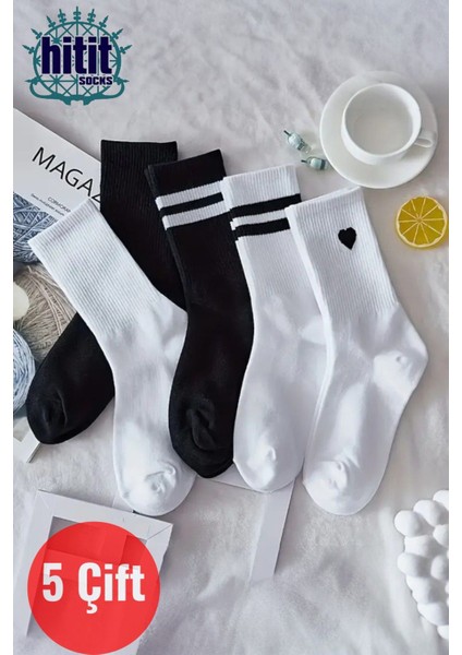 Unisex 5 Çift Premium Kalite Desenli Tenis Soket