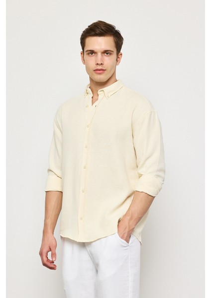 Yüz Pamuk Oversize Muslin Keten Uzun Kollu Gömlek indirimleri