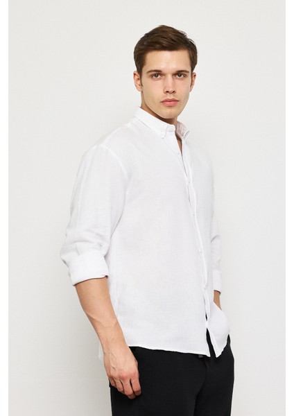 Yüz Pamuk Oversize Muslin Keten Uzun Kollu Gömlek indirimleri