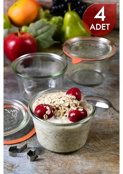 Şeffaf 370 ml Cam Saklama Kavanoz Seti, 4 Adet, Şık ve Kullanışlı Tasarım