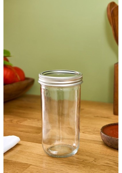 Beyaz 650ML Boyunsuz Şeffaf Cam Kavanoz, Kullanışlı ve Şık Tasarım