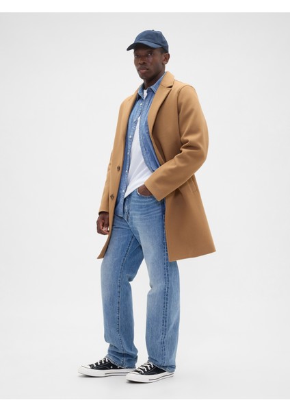 Erkek Açık Kahve 100% Geri Dönüştürülmüş Relaxed Üst Palto indirimleri