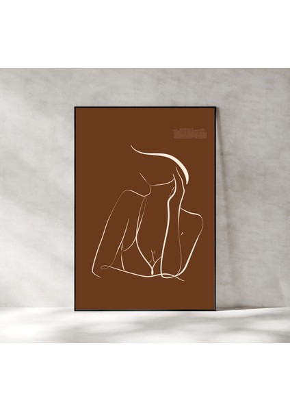 Metal Çerçeveli Gerçek Camlı Tablo , Dijital Baskı, Line Art Soyut Kadın Figürü , Çizgi Sanatı Tablo , Düşünen Kadın Tablo fiyatları