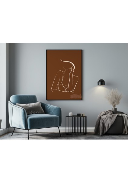 Metal Çerçeveli Gerçek Camlı Tablo , Dijital Baskı, Line Art Soyut Kadın Figürü , Çizgi Sanatı Tablo , Düşünen Kadın Tablo indirimleri