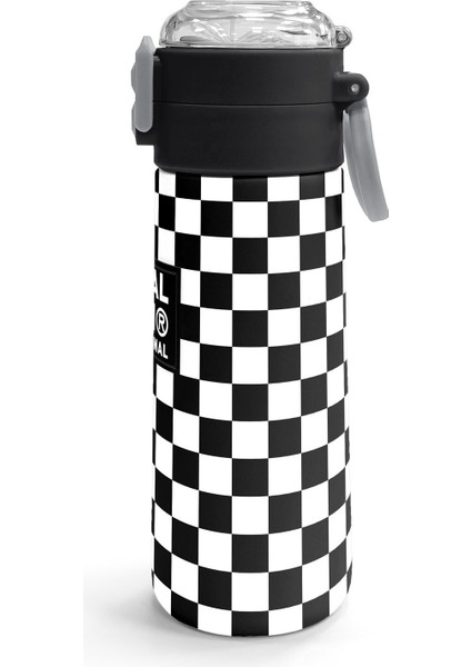 Kids Siyah Beyaz Dama Desenli Pipetli ve Direkt Içim Çelik Termos 500 ml 31877 modelleri