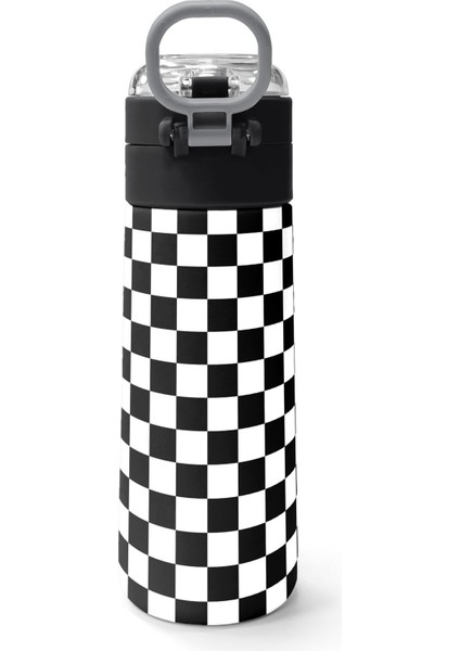 Kids Siyah Beyaz Dama Desenli Pipetli ve Direkt Içim Çelik Termos 500 ml 31877 fırsatları