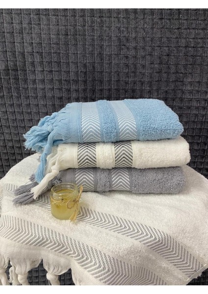 Lora 3’lü El ve Yüz Havlu Seti – 50X90 cm %100 Pamuk, Yumuşak Dokulu,örgü Saçaklı fırsatları