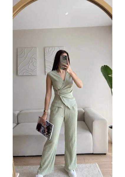 Kruvaze Beli Tokalı Alt Üst Günlük Takım Yeşil fiyatları
