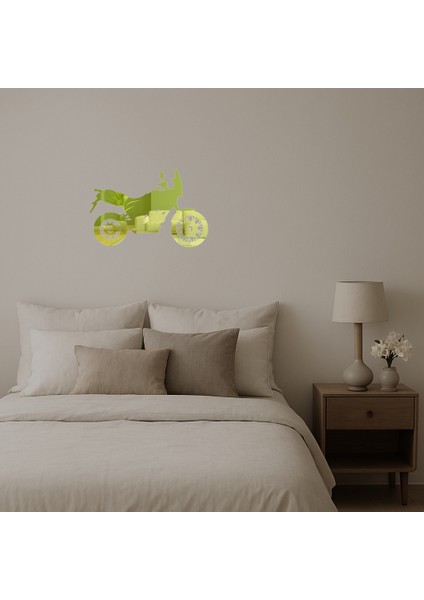 Retro Motosiklet Tasarımlı Duvar Altın Aynalı Tablosu - LORCE6439-8225 fiyatları