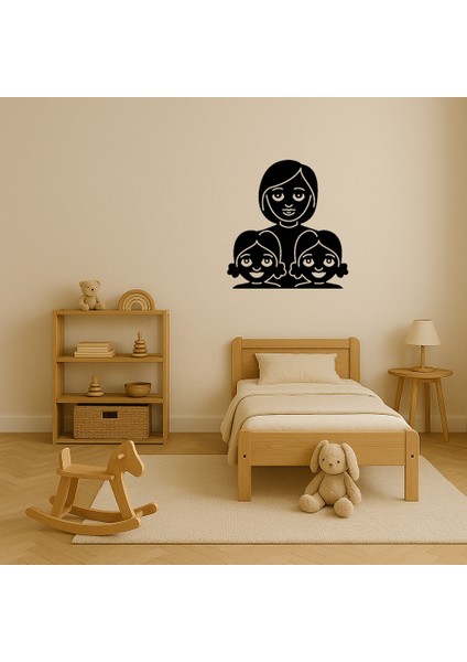 Anne ve Kız Çocuklar Emoji Aile Dekoratif Tablo - LORCE4948-3117 modelleri