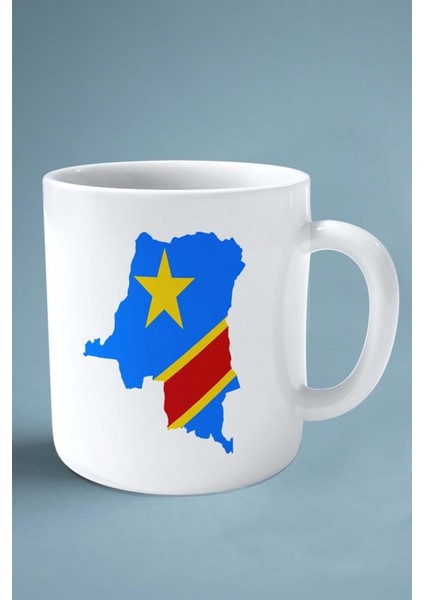 Kongo Congo Bayrak Baskılı Kupa Bardak Çift Taraflı Kişiye Özel Model 1