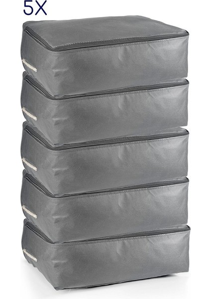 5'li Set 53X44X20 cm Home Organizer Çekyat & Baza Altı Düzenleyici Hurç Antrasit