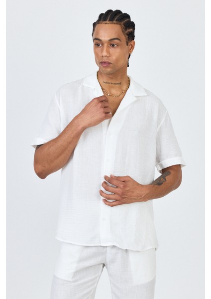 Keten Oversize Kısa Kol Gömlek fırsatları