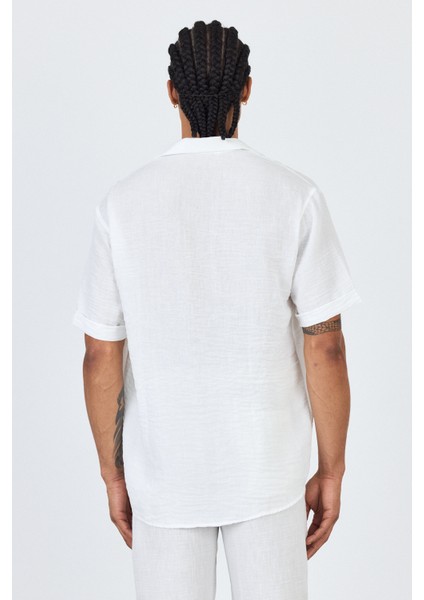 Keten Oversize Kısa Kol Gömlek