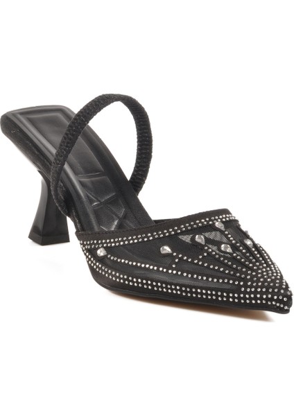 Siyah Taşlı Kadın Abiye Ayakkabı Florin T-100 Z