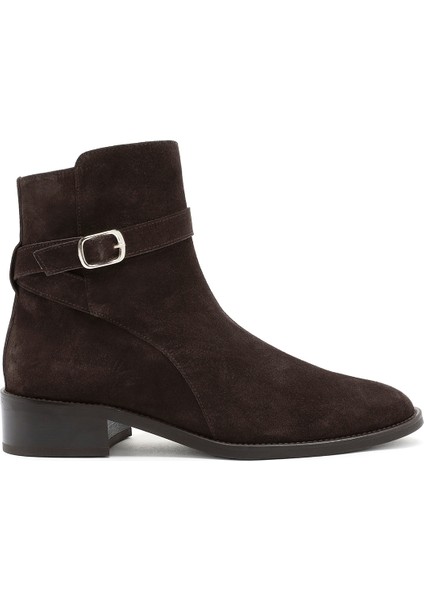 Kadın Kahverengi Fermuarlı Süet Deri Bot 25WFD150910