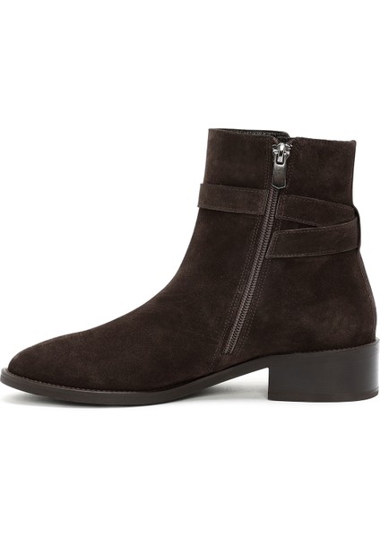 Kadın Kahverengi Fermuarlı Süet Deri Bot 25WFD150910 fiyatları