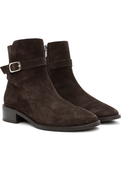 Kadın Kahverengi Fermuarlı Süet Deri Bot 25WFD150910 fırsatları