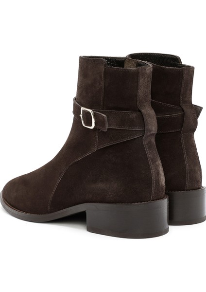 Kadın Kahverengi Fermuarlı Süet Deri Bot 25WFD150910