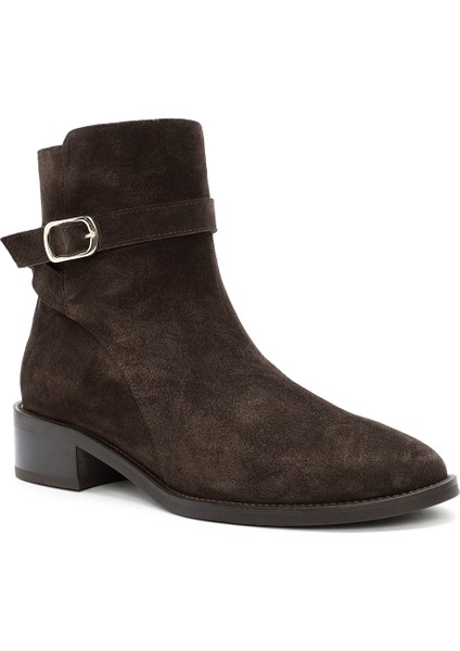 Kadın Kahverengi Fermuarlı Süet Deri Bot 25WFD150910