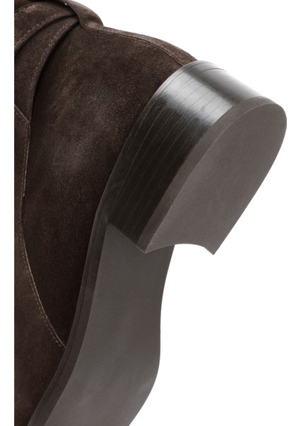 Kadın Kahverengi Fermuarlı Süet Deri Bot 25WFD150910