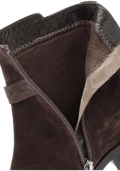 Kadın Kahverengi Fermuarlı Süet Deri Bot 25WFD150910