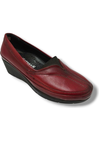 3113-20 Hakiki Deri Dolgu Topuk Kadın Ayakkabı