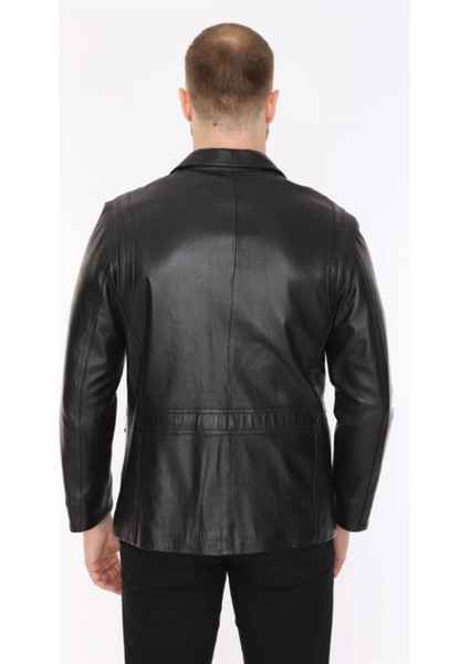 Hakiki Deri Siyah Blazer Cepli Erkek Deri Ceket fırsatları